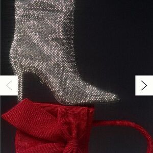 Sparkling Silver Boots and Bold Red Bag